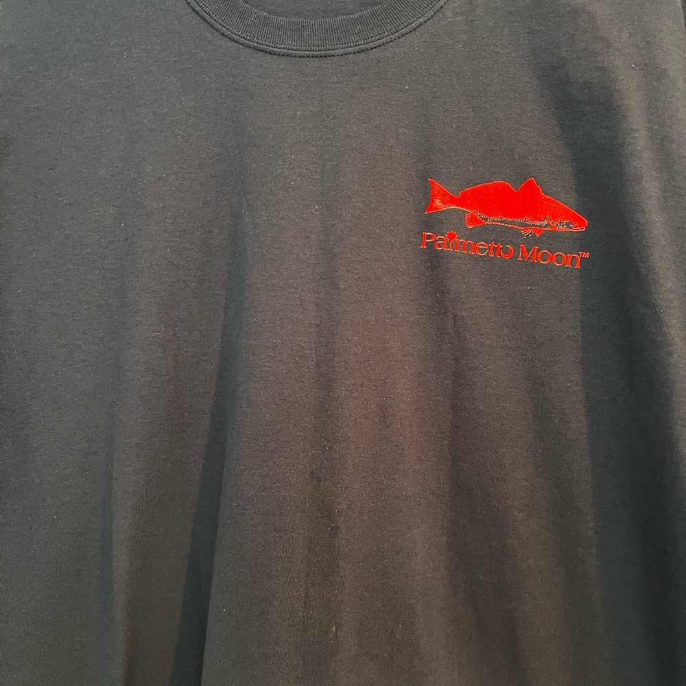 Palmetto Moon Blue Tee with Red Fish Logo